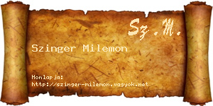 Szinger Milemon névjegykártya